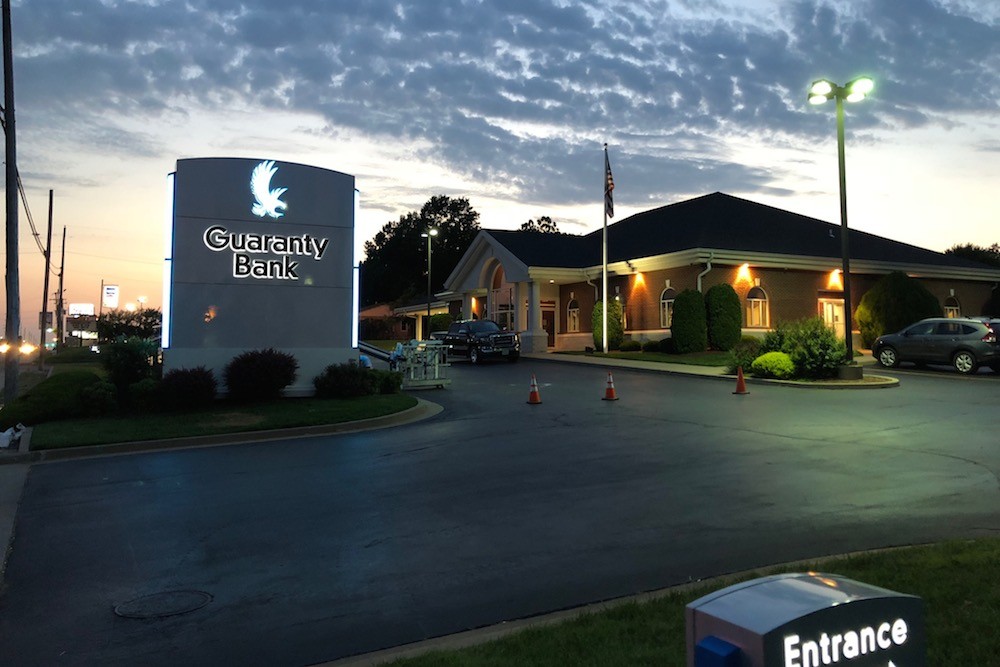 Officials this morning opened seven former Hometown Bank branches under the Guaranty Bank name. Pictured is a new branch in Joplin.